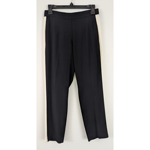 Aritzia Babaton sz 4 Conan Pants black cream stripe on sides ankle crop 0489 - Picture 2 of 9